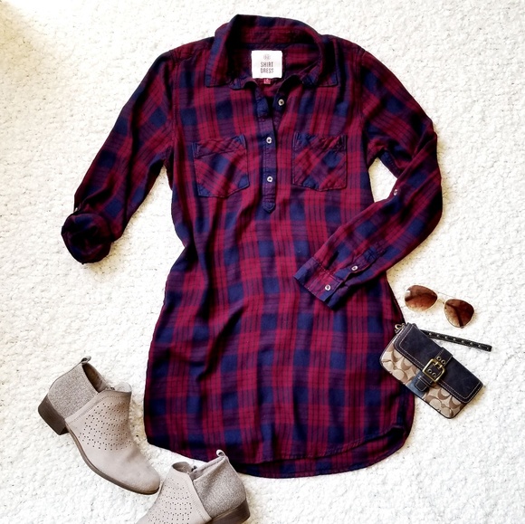 SO Dresses & Skirts - SO Plaid Flannel Shirt Dress